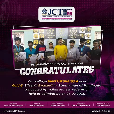 Our college Power Lifting team Won Gold – 3,Silver – 1,Bronze – 1 in ...