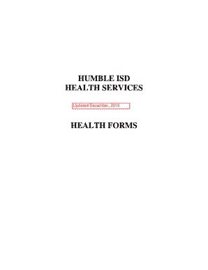 Fillable Online Humble isd health services health forms - Humble ...