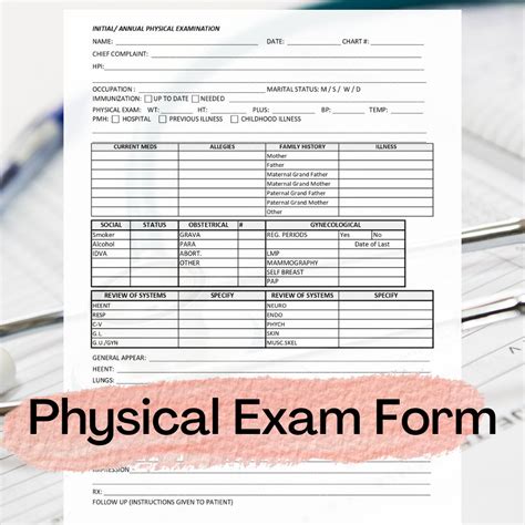 Physical Exam Form Template / Initial / Annual Physical Examination ...