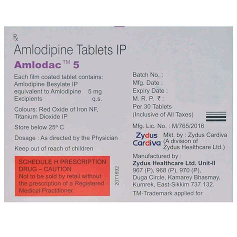 Amlodac 5 Tablet | Uses, Side Effects, Price | Apollo Pharmacy