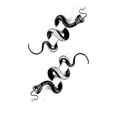 Stylizeink Two Snakes Black Temporary Tattoo For Waterproof Tattoo For ...