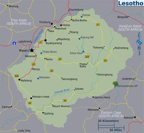 Large political map of Lesotho | Lesotho | Africa | Mapsland | Maps of ...