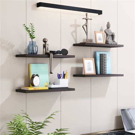 Klaxon Engineered Wood Samara Wall Shelves Pack of 4 (16 * 6 Inches ...