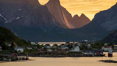 Download wallpaper 3840x2160 mountains, island, houses, sea, nature 4k ...