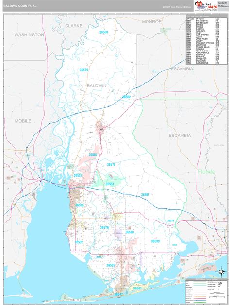 Baldwin County, AL Wall Map Premium Style by MarketMAPS - MapSales