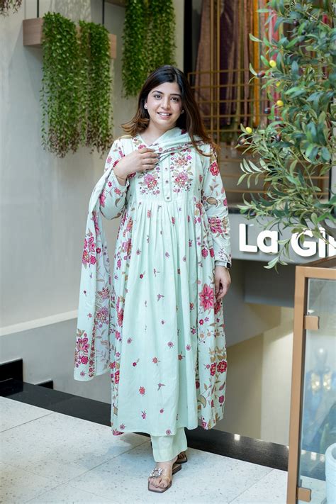 Sofia Floral Schiffli Detailing Anarkali Set – LaGlits