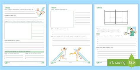 Tennis: Non-Participant Worksheets