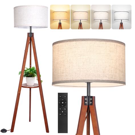 OUTON 59" Walnut Tripod Floor Lamp for Living Room, Modern Standing ...