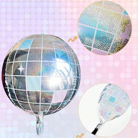 2/4Pcs Iridescent Disco Ball Aluminum Foil Balloons, Laser Silver, Blue ...