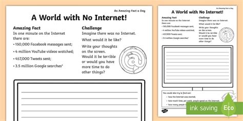 A World with No Internet! Worksheet / Worksheet - Twinkl