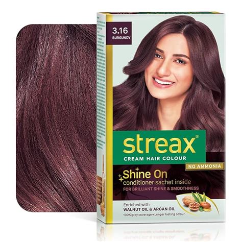 Streax Permanent Hair Colour, 100 % Grey coverage, Infused with Argan ...