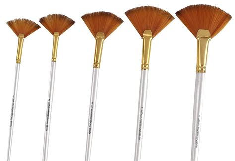 Artist Professional Fan Brush Set, Wooden Long Handle Brush, Oil ...