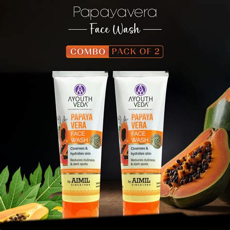 Ayouthveda Papaya Vera Face Wash with Real Papaya Extract | Deep Clean