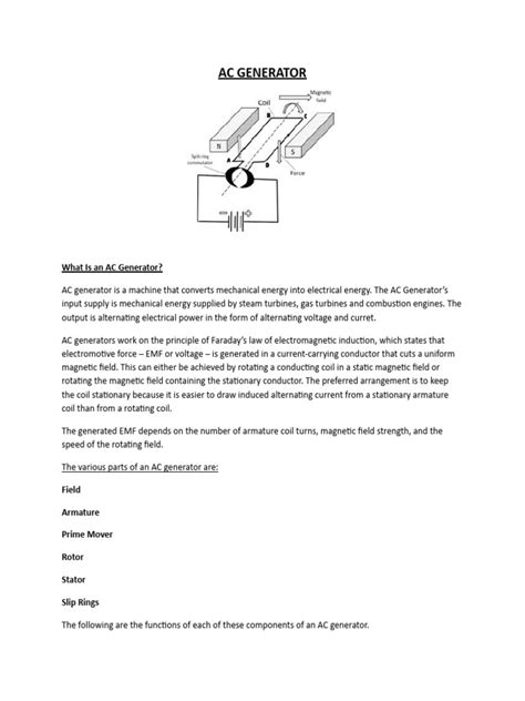 Ac Generator | PDF | Electric Generator | Electromagnetic Induction