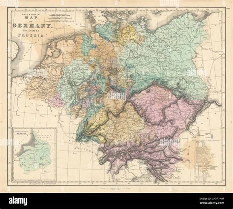 Gall & Inglis' Map of Germany including Prussia. Austria Czechia 1850 old Stock Photo - Alamy