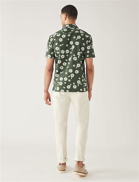 Buy Pure Cotton Seersucker Cuban Collar Shirt at Marks & Spencer
