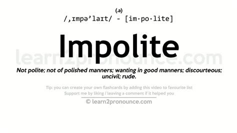 Pronunciation of Impolite | Definition of Impolite - YouTube
