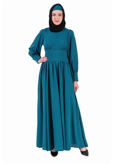 Pleated Anarkali Teal Abaya | Abayas | Islamic Shop