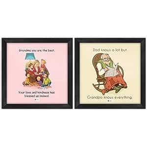 Indigifts Grandparents Granddad & Grandmom Quote Printed Poster Frame ...