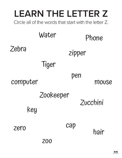Letter Z Worksheets - 50 FREE Printables | Printabulls