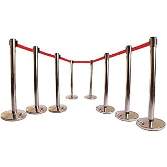 LADWA Set of 8 Queue Managers | 202 Grade Steel Extendable Stanchions ...