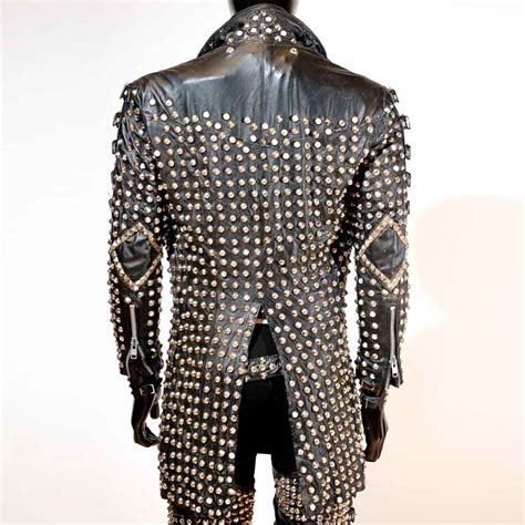 Men Gothic Rock Punk Studded Black Leather Jacket