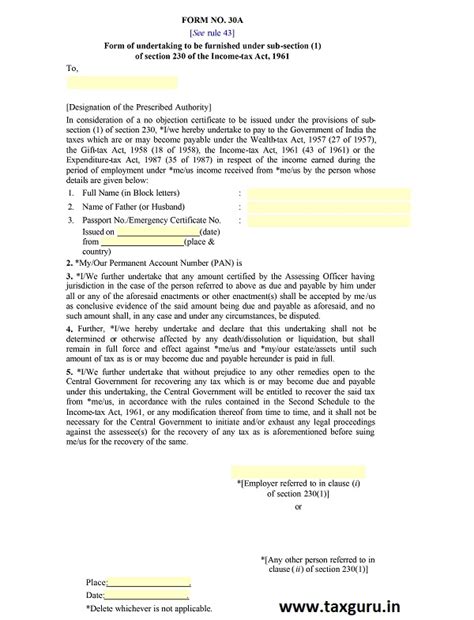 Tax Clearance Certificate under Income Tax Act