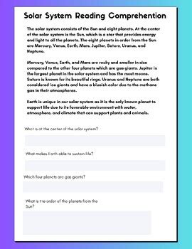 Image result for Solar System Reading