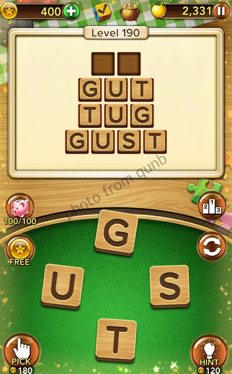 Word Collect Level 190 Answers - qunb