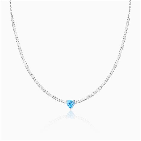 Silver Blue Heart Choker Necklace – GIVA