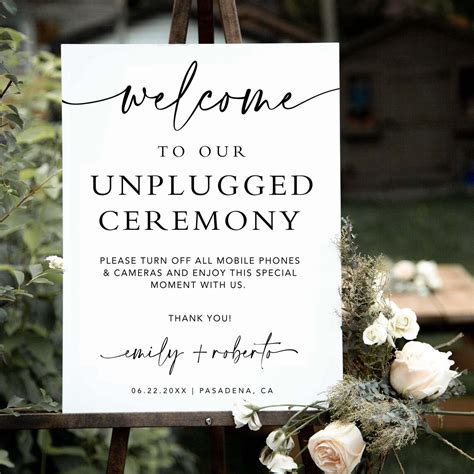Unplugged Ceremony Sign Wedding Sign Instant Download - Etsy