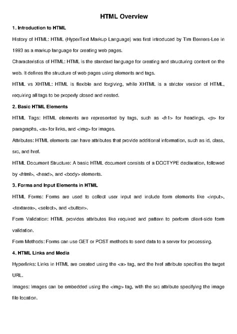HTML Overview - Master HTML with this comprehensive set of notes ...