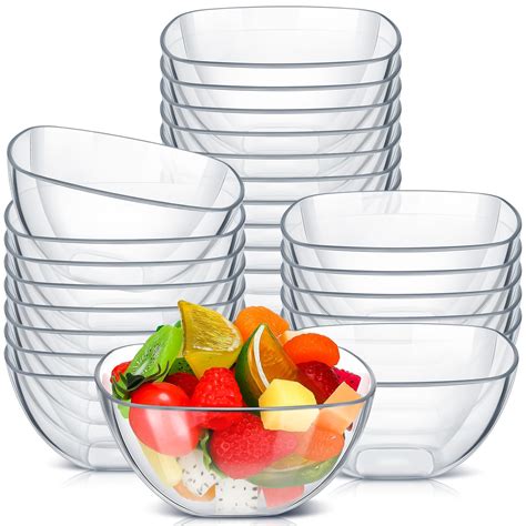 Lallisa 24 Pcs Clear Acrylic Serving Bowls Plastic 16 oz Square Party ...