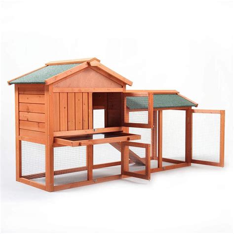 ENWEI 2-Tier Outdoor Wooden Pet Hutch with Run, Ramp, Door India | Ubuy