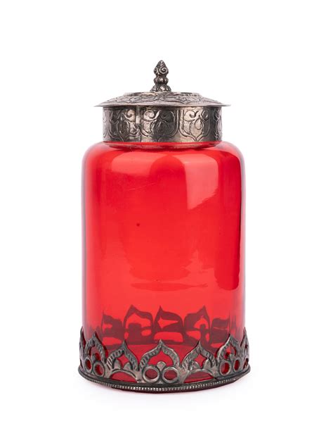 Vintage Red Glass Container | Explore Elegance Now
