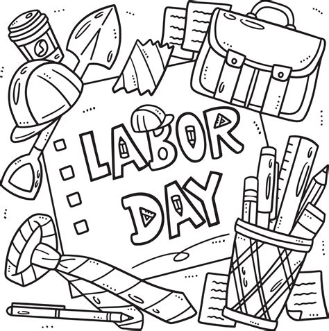 Labor Day Coloring Page for Kids 23093716 Vector Art at Vecteezy