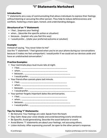 Image result for Communication. I Statements Worksheet