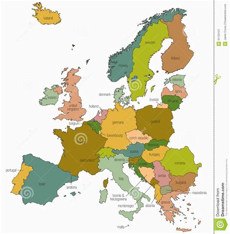 Political Map Of Europe Without Country Names - Free Printable Template