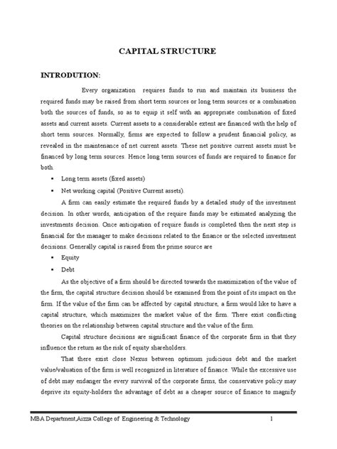 Capital Structure Analysis | PDF | Capital Structure | Financial Capital