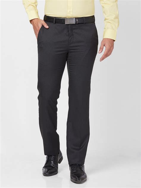 Raymond Men Black Slim Fit Stripe Trouser – MyRaymond