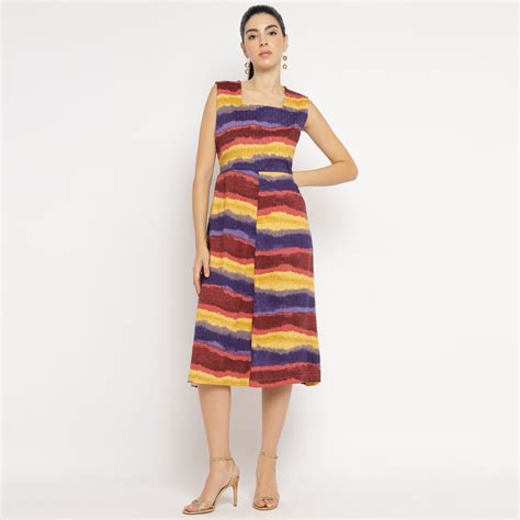 Buy Sunset Stripe Sleeveless Midi Dress from The Ulluu