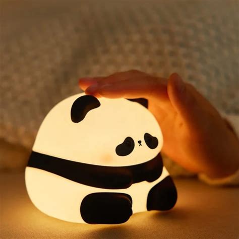 Sitting Panda Silicone Night Light – Soft, 7-Color Changing, USB ...