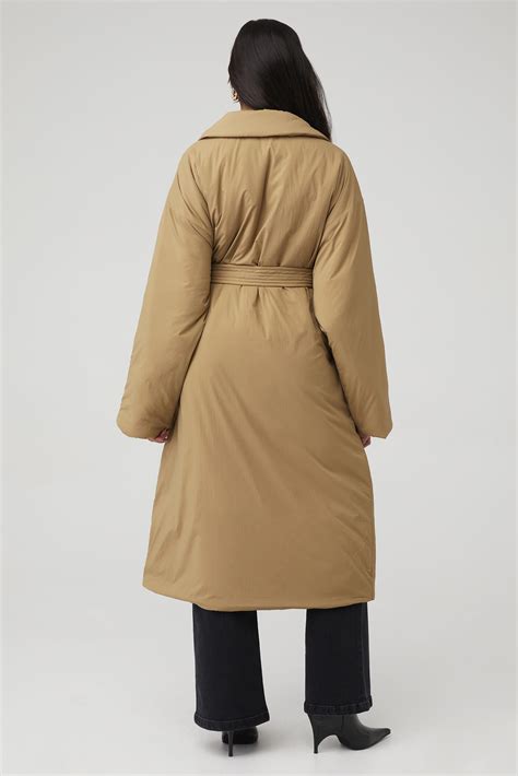 Good American | Puffer Trench Coat in Good Khaki001| FashionPass