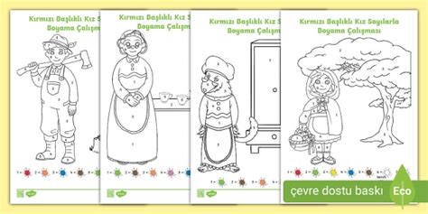 Kırmızı Başlıklı Kız Sayılarla Boyama Çalışması-Twinkl