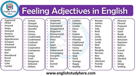 Feeling Adjectives in English - English Study Here