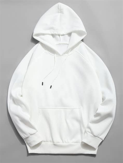 Basic Solid Pouch Pocket Fleece Hoodie | White hoodie men, Hoodie ...