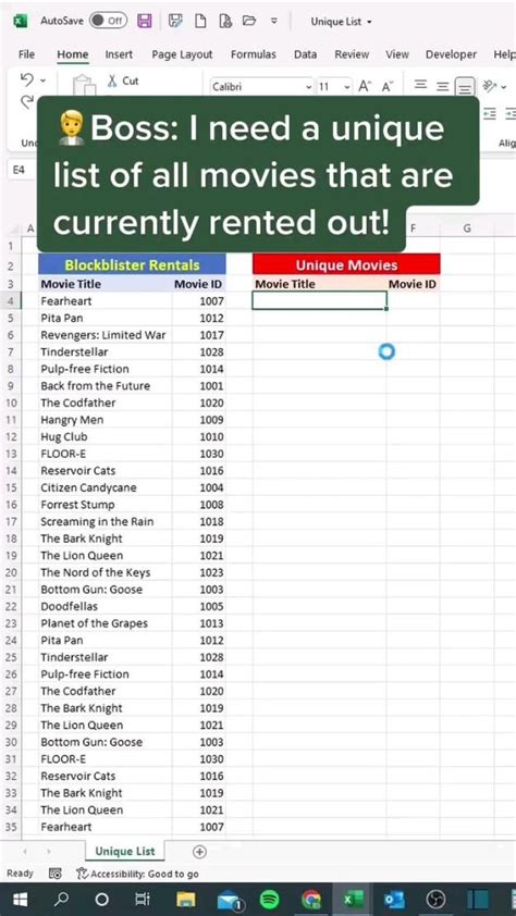 Unique List Excel 的图像结果