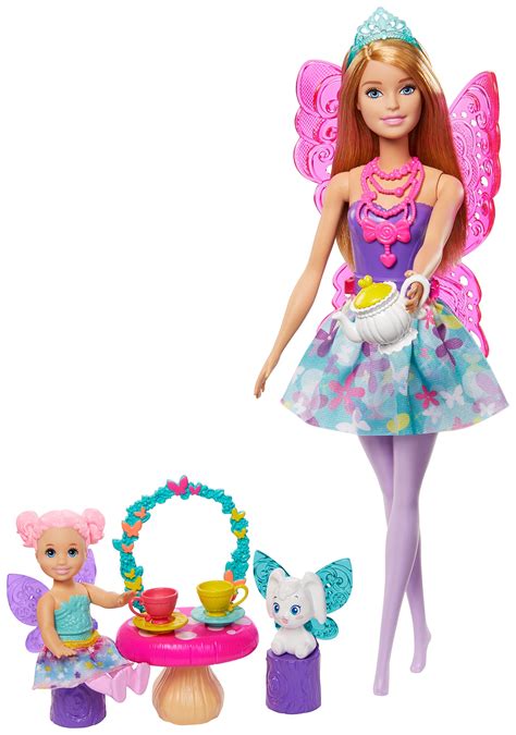Buy Barbie Dreamtopia Tea Party Playset with Barbie Fairy Doll, Toddler ...