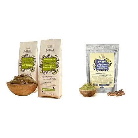 Nat Habit Ready-to-Apply Fresh Henna Paste and Indigo Powder Combo, Pre ...