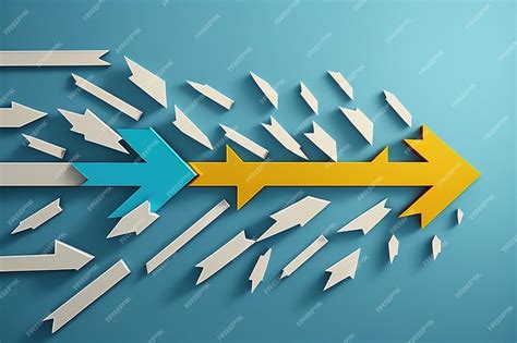 Arrows pointing in different directions one of which is blue and one of ...